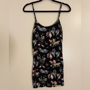 Floral Print Black Dress